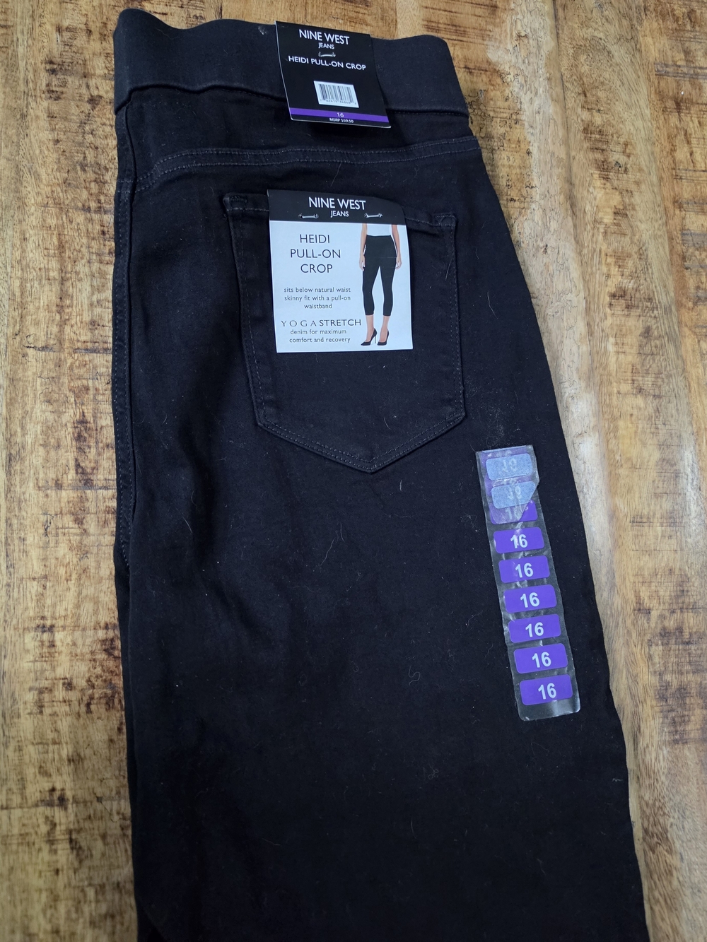 🖤 Nine West Heidi Pull-On Crop Pants Black Size 16 NWT